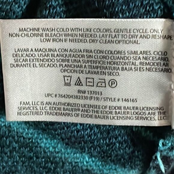 Eddie Bauer half zip sweater geometric detail stripes,  ribbed collar & trim M - Picture 8 of 11